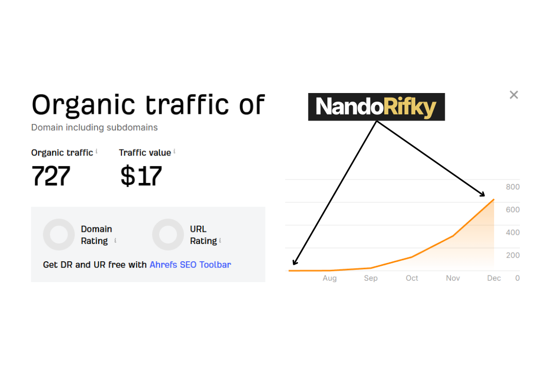 Grafik kenaikan traffic organik klien B